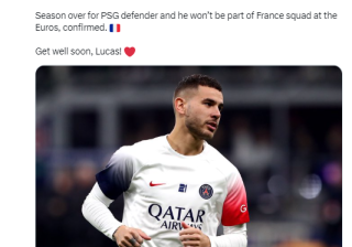 【欧洲杯新闻】大巴黎和法国队后卫卢卡斯·埃尔南德斯确实将缺席2024年欧洲杯