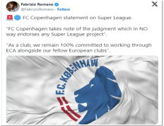 哥本哈根对欧洲超级联赛做出发言，球迷们嘲笑曼联